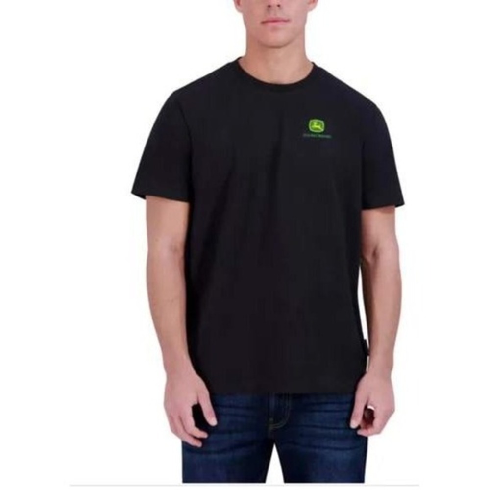 John Deere T-Shirt Mens Medium Black New Short‎ Sleeve Cotton Graphic Logo Tee